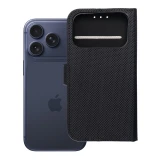 Anti-Theft 4Card RFID Book Case for IPHONE 17 black tech fabric