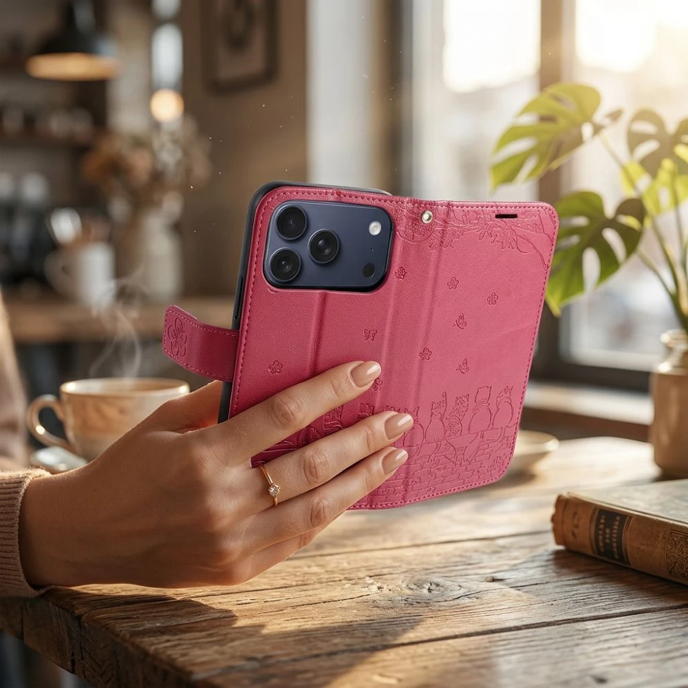 MEZZO Book case for IPHONE 17 cats red