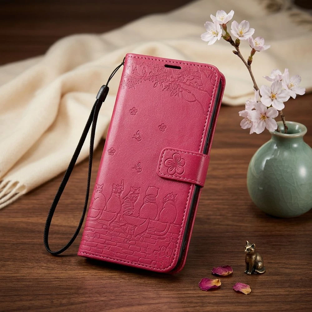 MEZZO Book case for Redmi Note 15 PRO 5G cats red