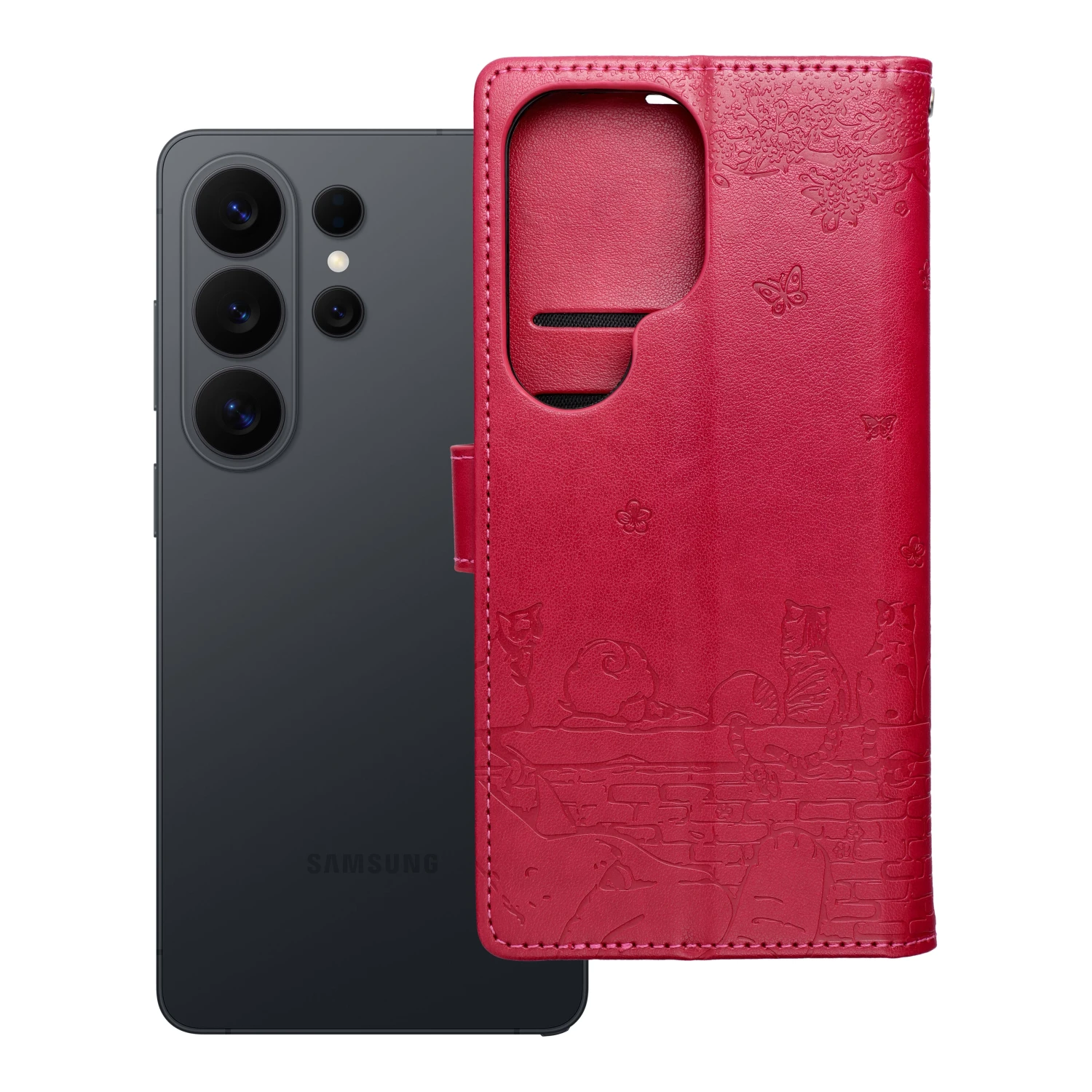 MEZZO Book case for SAMSUNG A17 cats red