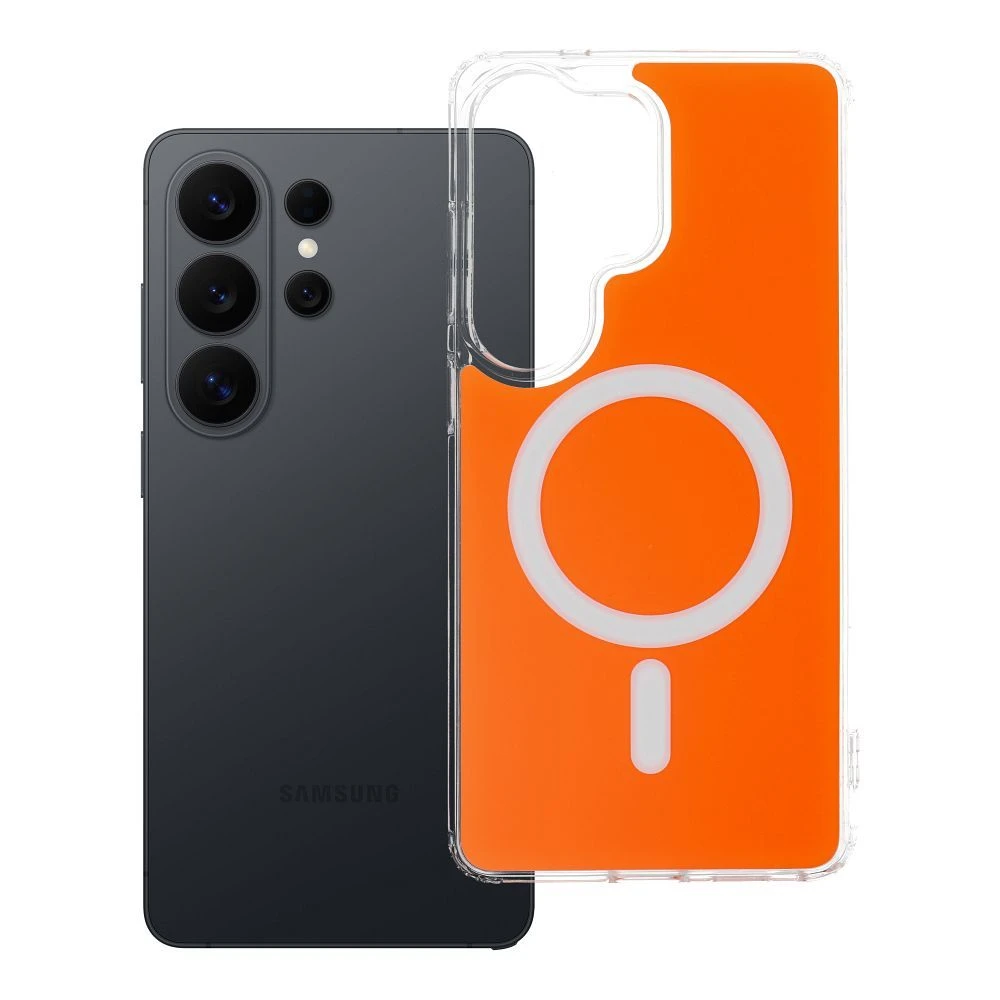 Case for Samsung S26 ULTRA Clear Fusion Mag Cover compatible with MagSafe hermes orange