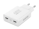Rychlá nabíječka ALIGATOR slim, PD 45W, 2xUSB-C, bílá