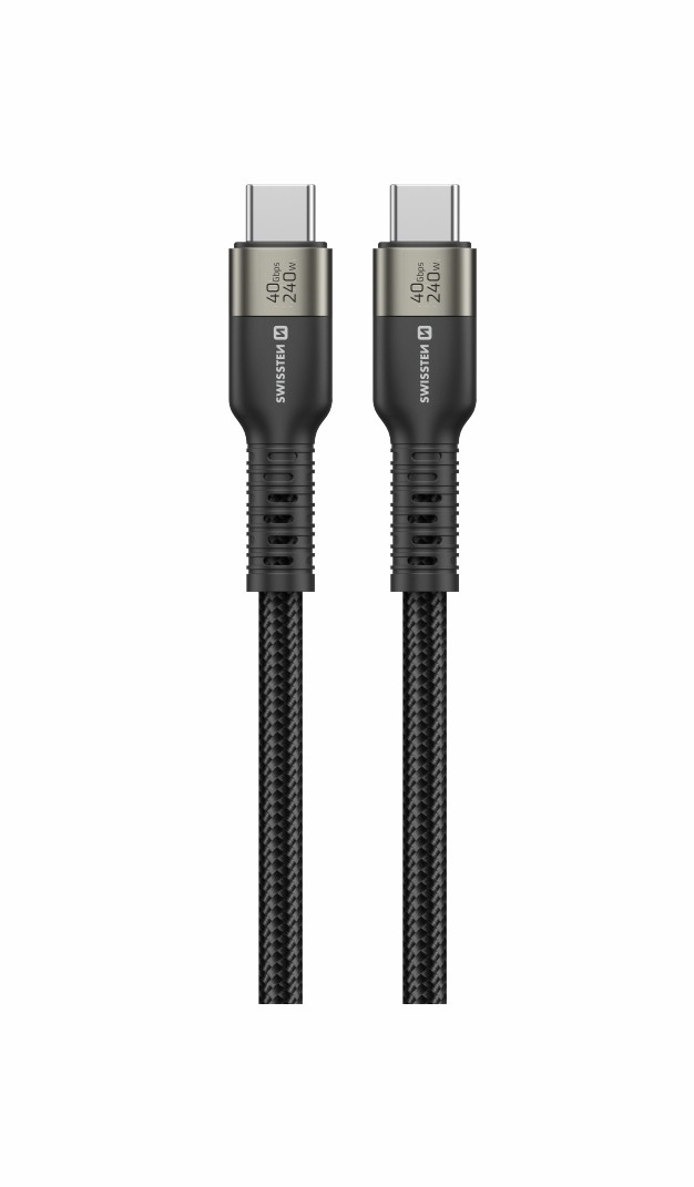 Swissten datový video kabel USB 4.0, USB-C, 240W, 8K@60Hz, 40 GB/s, 0,5m, černá