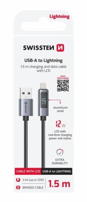 Swissten LCD kabel USB-A / lightning 1,5m