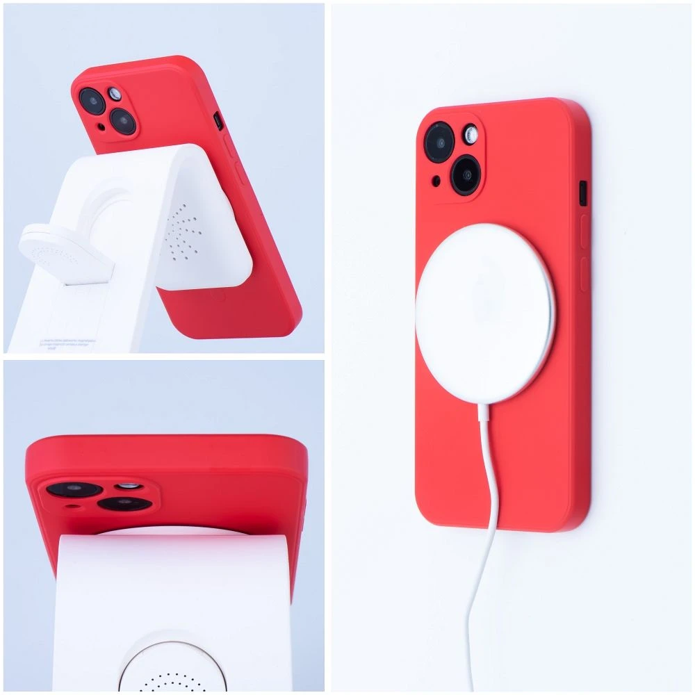 Case for Samsung A37 Silicone Mag Cover compatible with MagSafe red