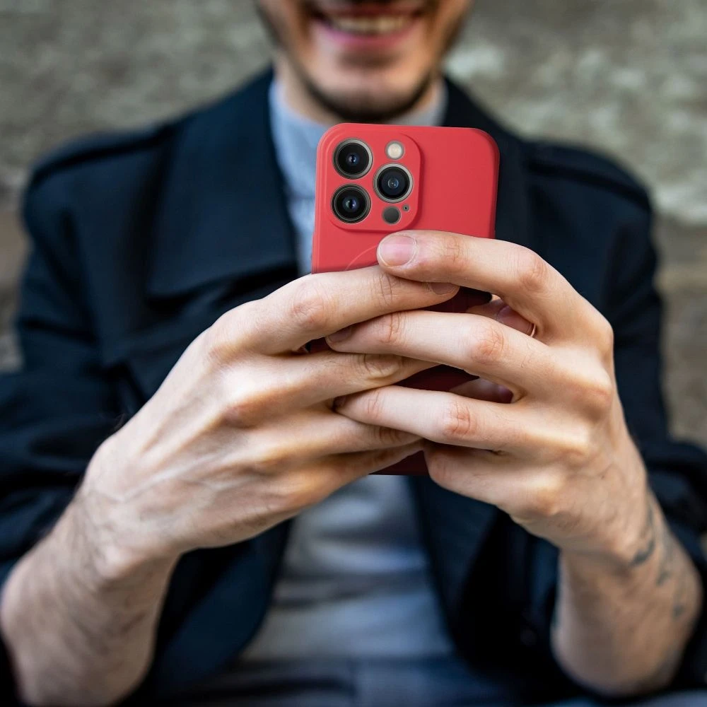 Case for Samsung A37 Silicone Mag Cover compatible with MagSafe red