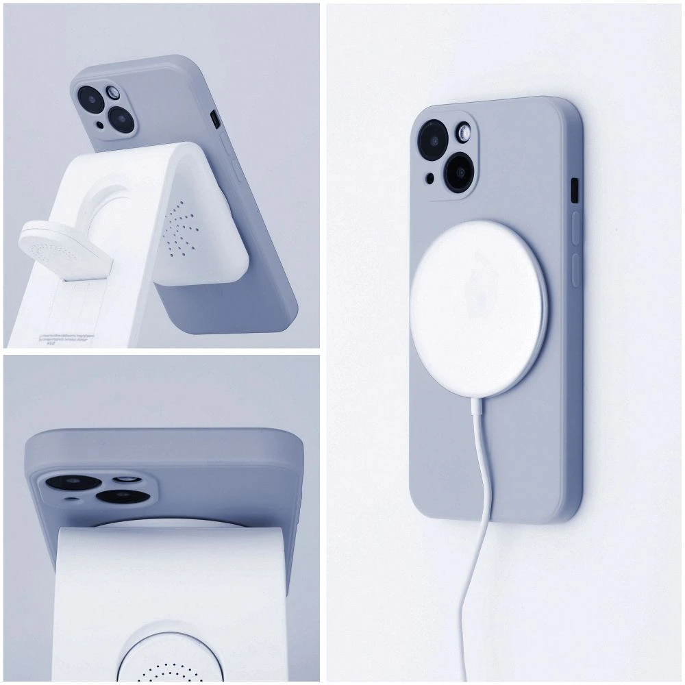 Case for Samsung A57 Silicone Mag Cover compatible with MagSafe light blue