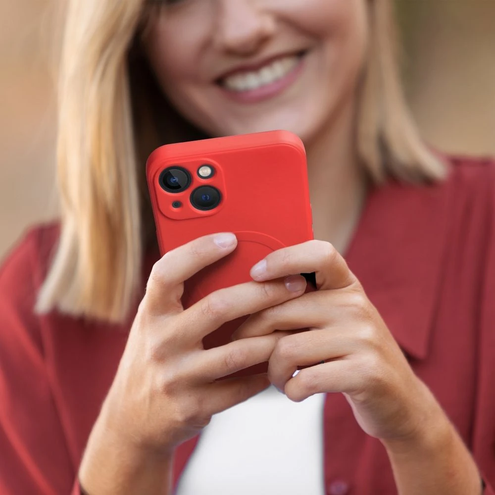 Case for Samsung A57 Silicone Mag Cover compatible with MagSafe red