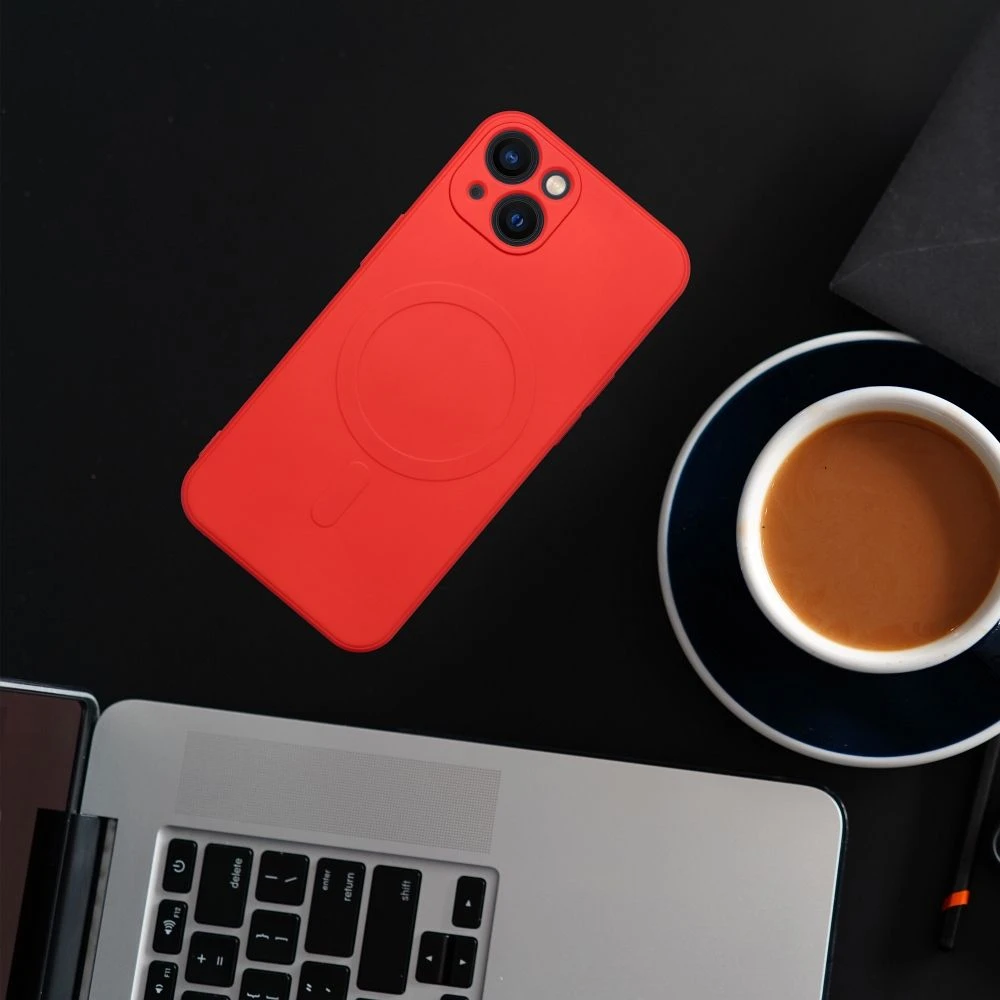 Case for Samsung A57 Silicone Mag Cover compatible with MagSafe red