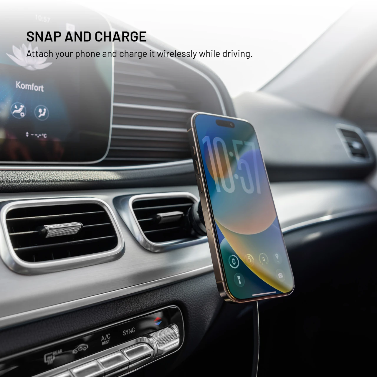 Držák s bezdrátovým nabíjením FIXED MagRound 3 s podporou uchycení MagSafe, 25W, Qi2.2, černá