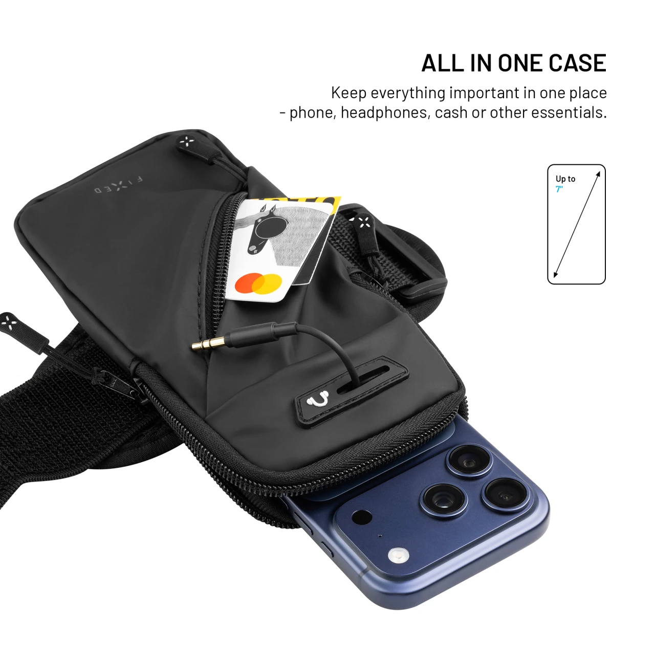 Sportovní pouzdro na ruku FIXED Armbag, pro smartphony až 7", černý