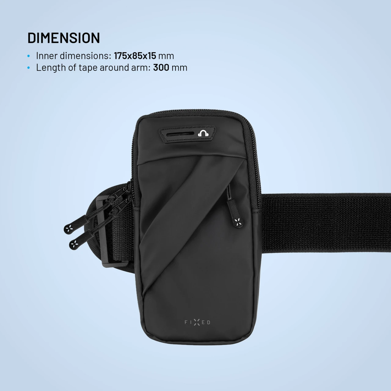 Sportovní pouzdro na ruku FIXED Armbag, pro smartphony až 7", černý