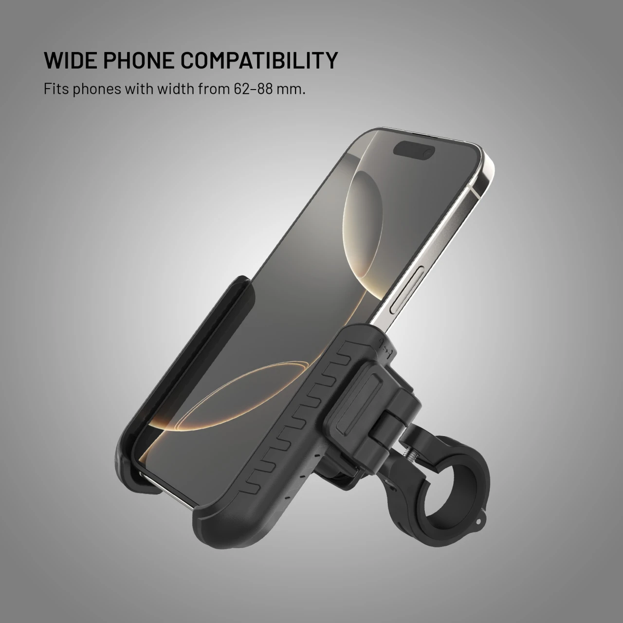 Univerzální držák mobilního telefonu na motorku a kolo FIXED Bikee Anti-Shock s antivibračním modulem, černý
