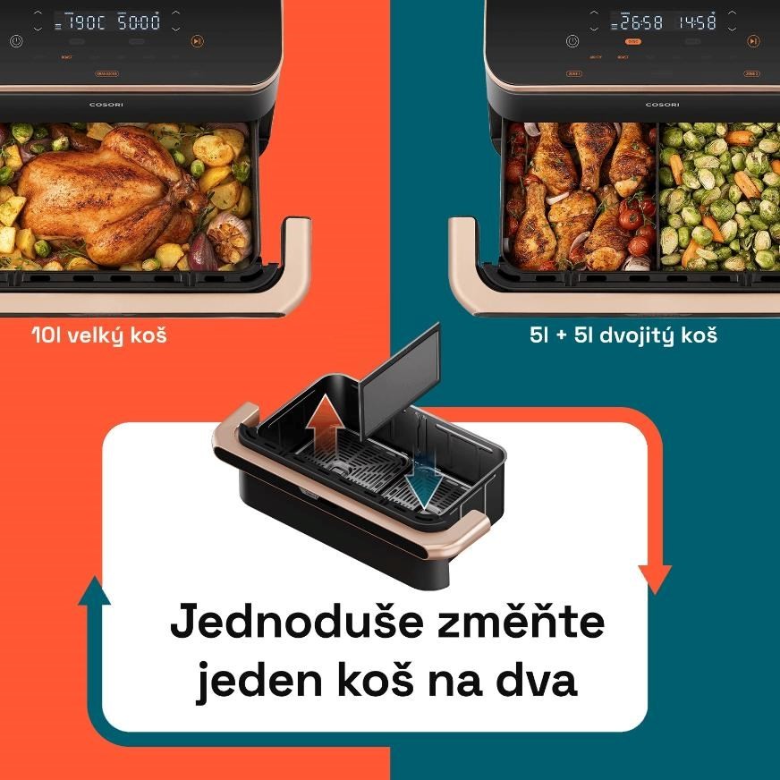 Cosori Dual Blaze TwinFry chytrá horkovzdušná fritéza 10 L, keramika, černá