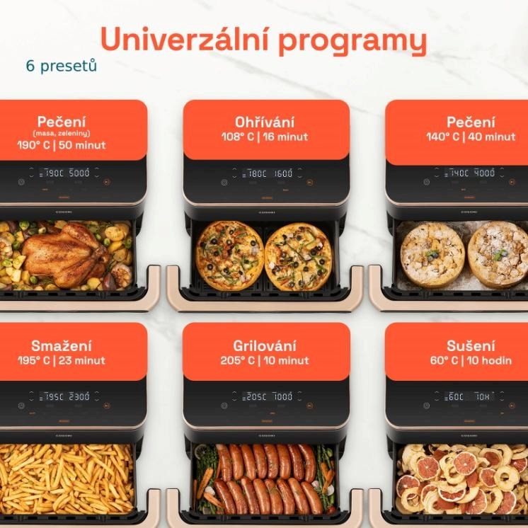 Cosori Dual Blaze TwinFry chytrá horkovzdušná fritéza 10 L, keramika, černá