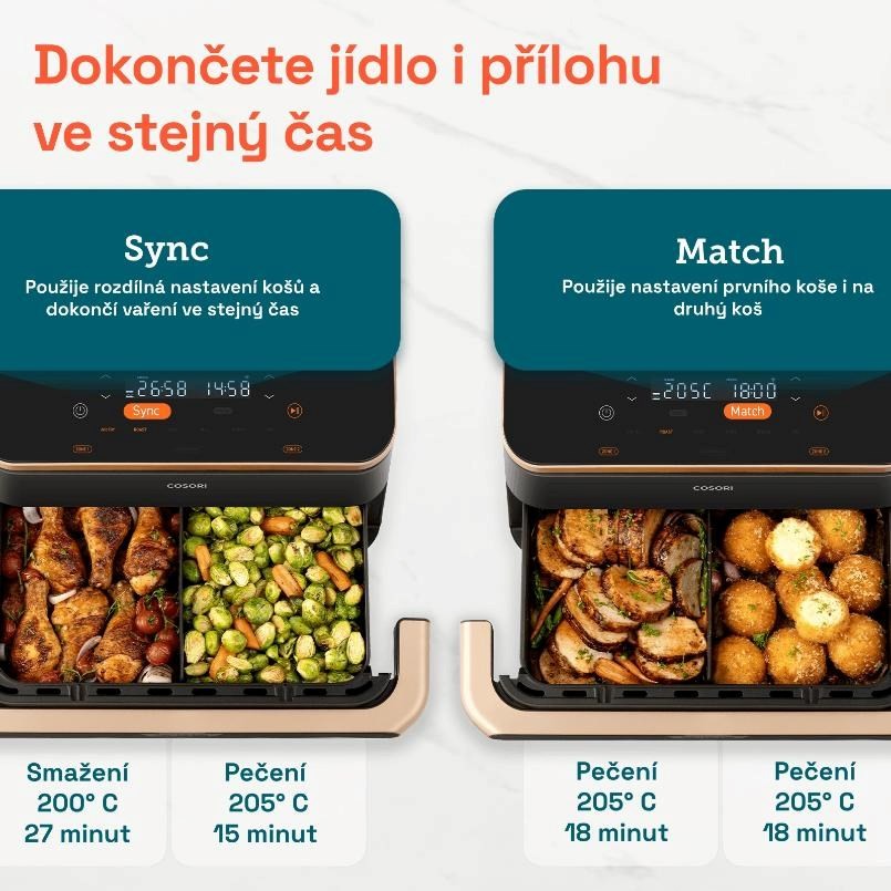 Cosori Dual Blaze TwinFry chytrá horkovzdušná fritéza 10 L, keramika, černá