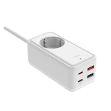 Síťový prodlužovací adaptér FIXED Charging Strip s 2x USB-C a 2x USB, GaN III, 3m, PD 65W, bílá