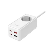 Síťový prodlužovací adaptér FIXED Charging Strip s 2x USB-C a 2x USB, GaN III, 3m, PD 65W, bílá