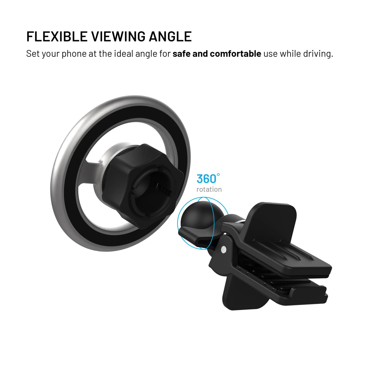 Magnetický kovový držák FIXED MagMount Vent do ventilace s podporou MagSafe, stříbrná