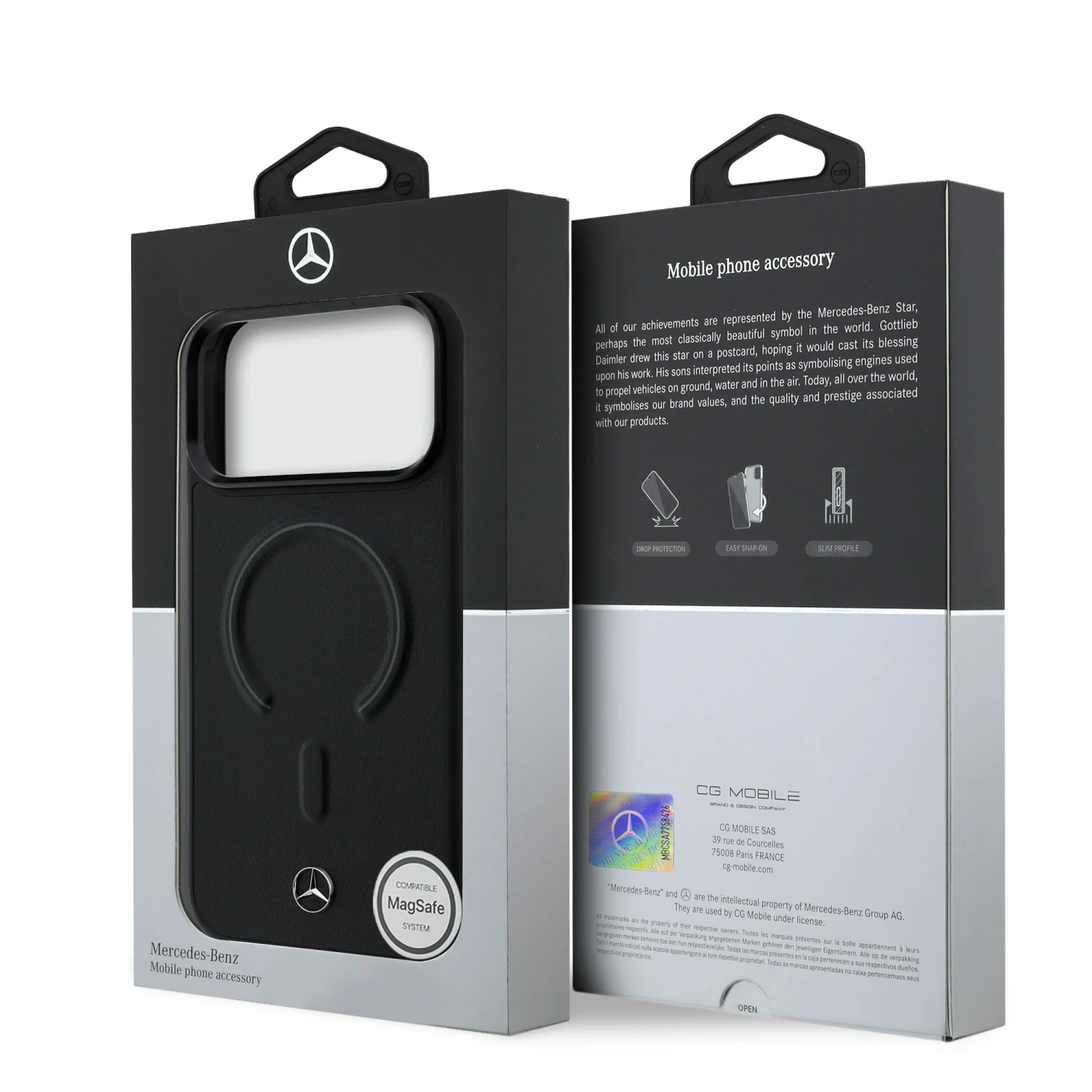 Mercedes PU Leather 3D MagSafe Zadní Kryt pro iPhone 17 Pro Max Black