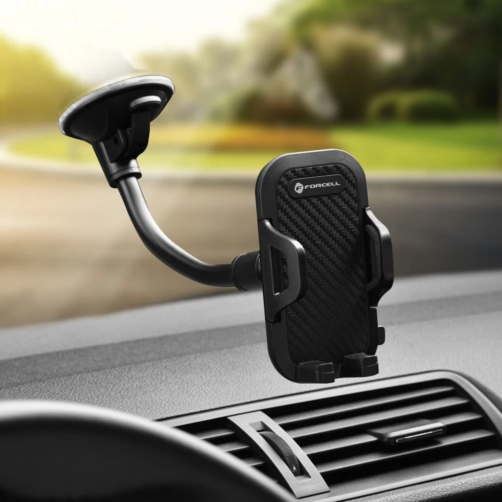 Car phone holder Forcell F-Grip Carbon Bracket arm 17cm windshield black