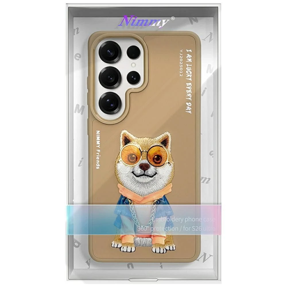 Zadní kryt NIMMY case GLASSES COOL DOG pro SAMSUNG Galaxy S26 Ultra, béžová