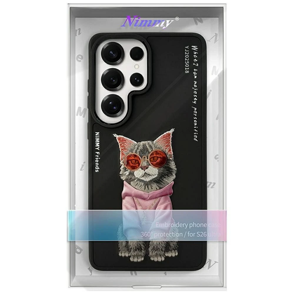 Zadní kryt NIMMY case GLASSES COOL CAT pro SAMSUNG Galaxy S26 Ultra, černá
