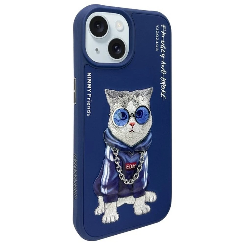 Zadní kryt NIMMY case GLASSES COOL CAT pro Apple IPHONE 15, modrá
