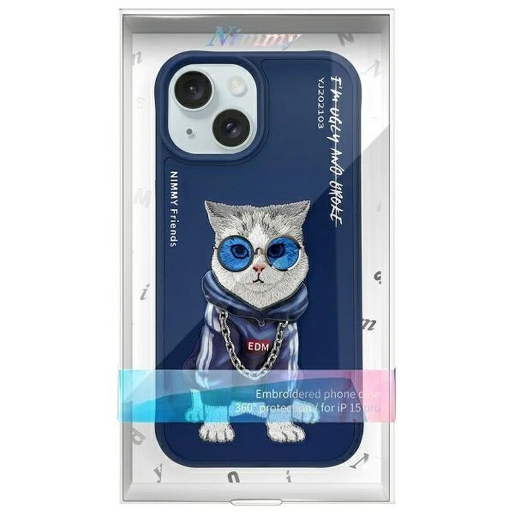 Zadní kryt NIMMY case GLASSES COOL CAT pro Apple IPHONE 15, modrá
