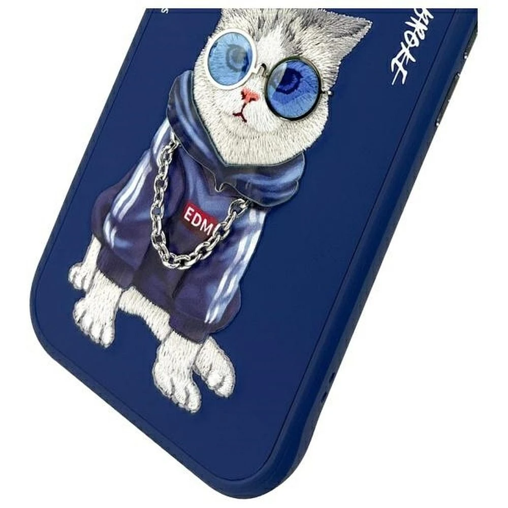 Zadní kryt NIMMY case GLASSES COOL CAT pro Apple IPHONE 15, modrá