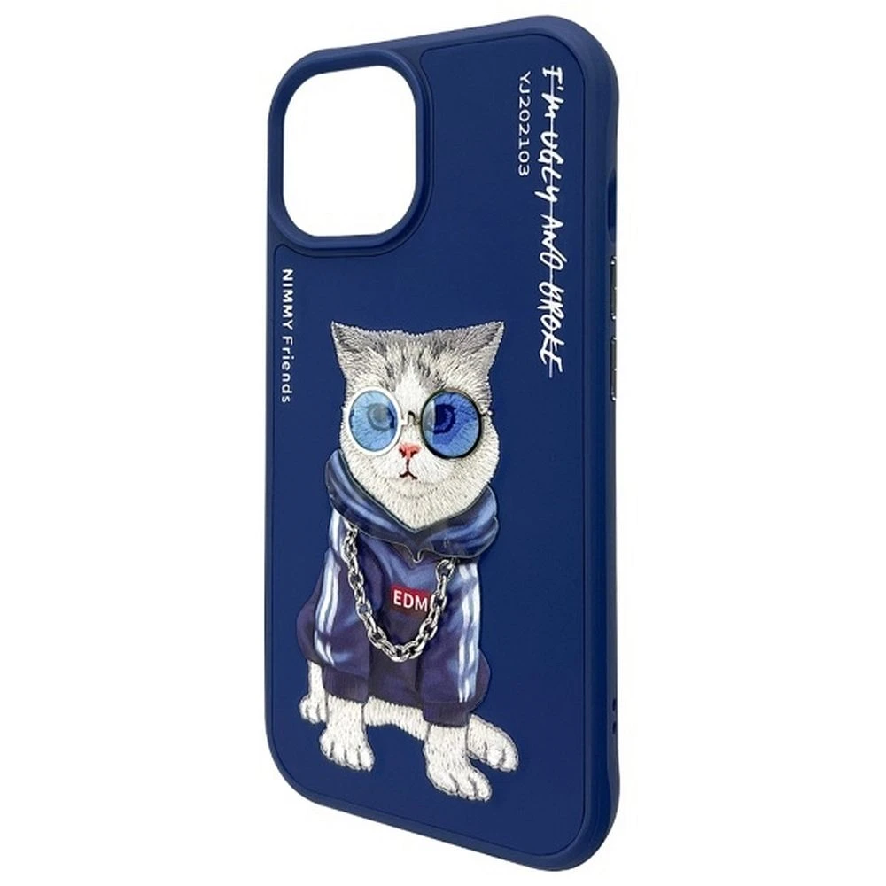 Zadní kryt NIMMY case GLASSES COOL CAT pro Apple IPHONE 15, modrá