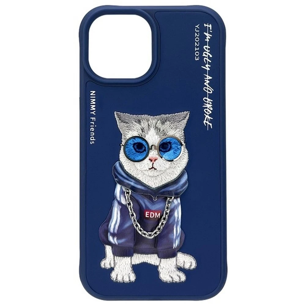 Zadní kryt NIMMY case GLASSES COOL CAT pro Apple IPHONE 15, modrá