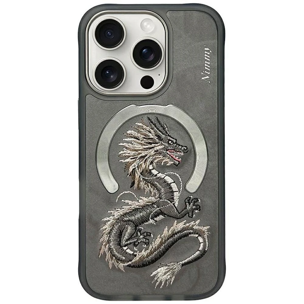 Zadní kryt NIMMY case DRAGON MagSafe pro Apple IPHONE 16 Pro, šedá