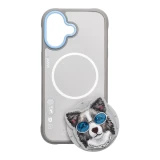 Zadní kryt NIMMY case GLASSES COOL DOG MagSafe pro Apple IPHONE 17, šedá