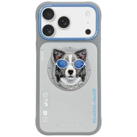 Zadní kryt NIMMY case GLASSES COOL DOG MagSafe pro Apple iPHONE 17 Pro Max, šedá