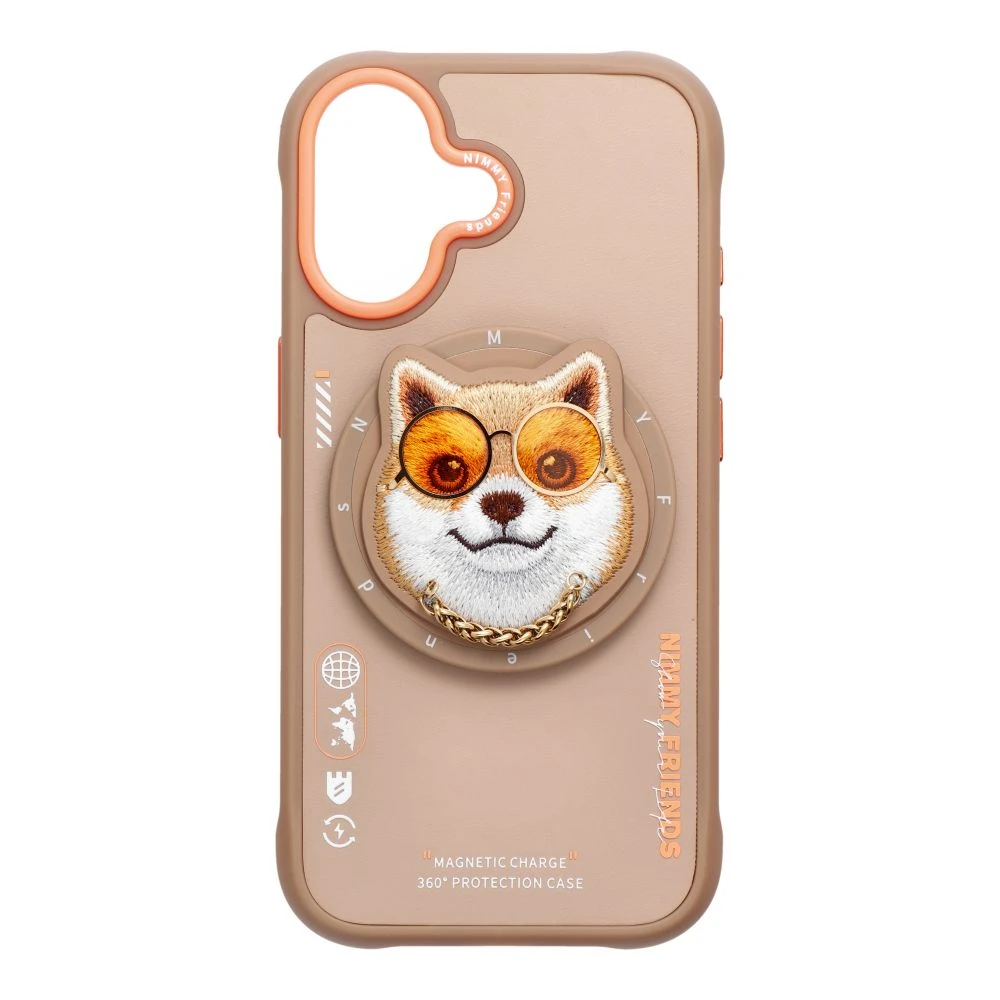 Zadní kryt NIMMY case GLASSES COOL DOG MagSafe pro Apple IPHONE 17, béžová