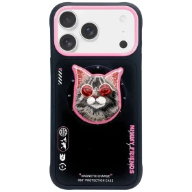 Zadní kryt NIMMY case GLASSES COOL CAT MagSafe pro Apple IPHONE 17, black pink