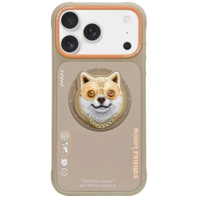 Zadní kryt NIMMY case GLASSES COOL DOG MagSafe pro Apple IPHONE 17 Pro Max, béžová