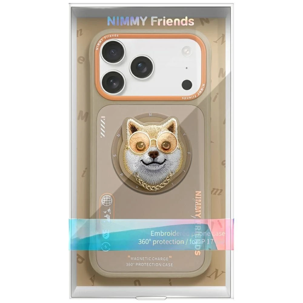 Zadní kryt NIMMY case GLASSES COOL DOG MagSafe pro Apple IPHONE 17 Pro Max, béžová