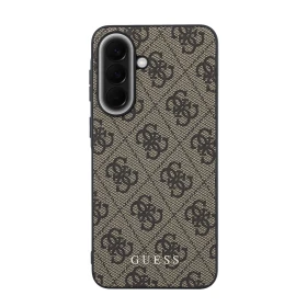 Guess PU 4G Metal Classic Logo Zadní Kryt pro Samsung Galaxy A57 Brown