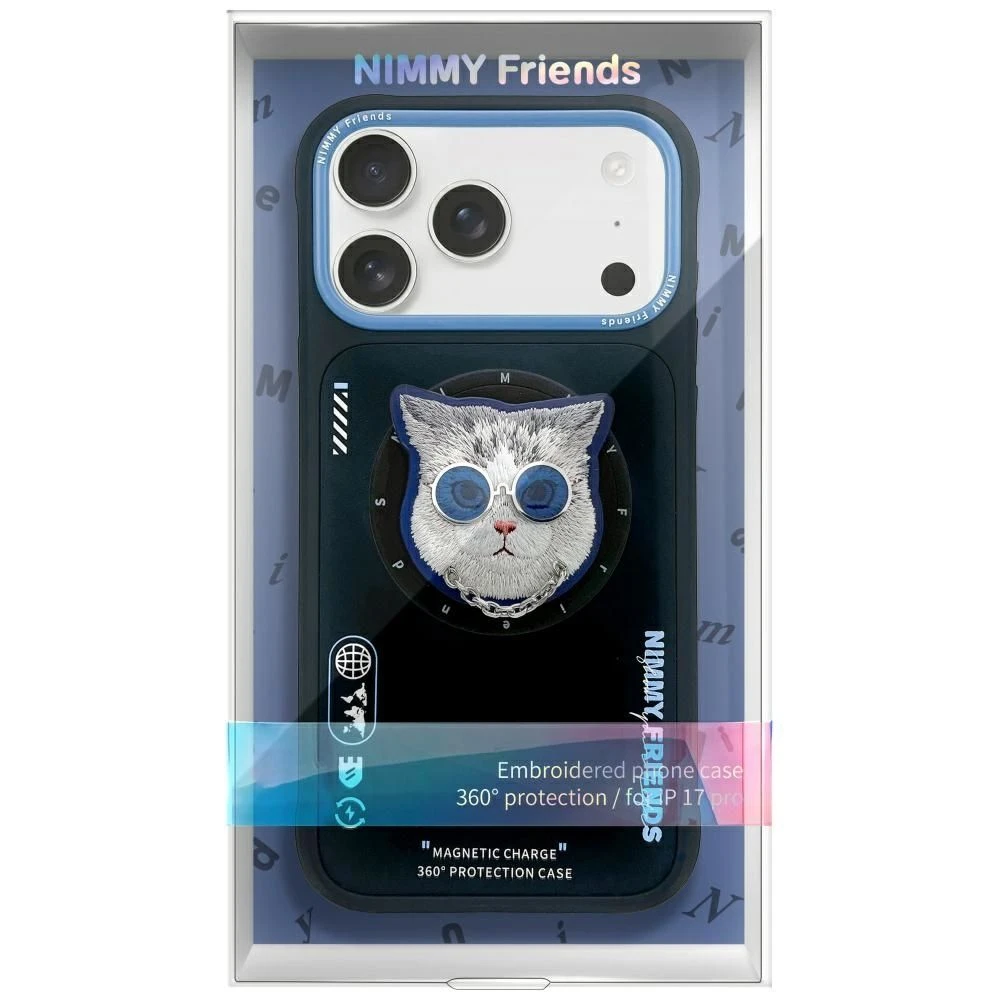 Zadní kryt NIMMY case GLASSES COOL CAT MagSafe pro Apple IPHONE 17, black blue
