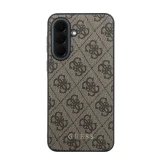 Guess PU 4G Metal Classic Logo Zadní Kryt pro Samsung Galaxy A37 Brown