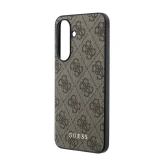 Guess PU 4G Metal Classic Logo Zadní Kryt pro Samsung Galaxy A37 Brown