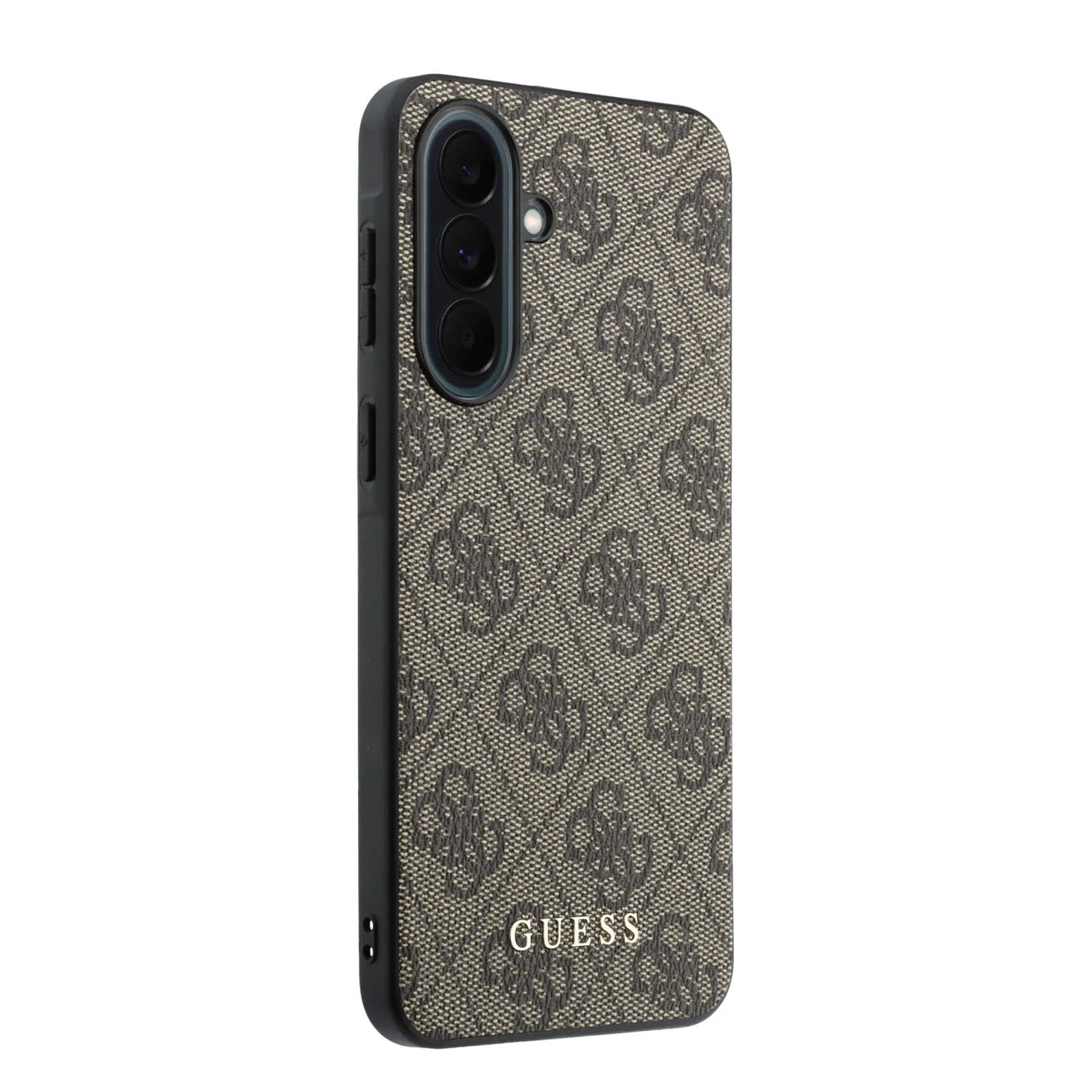 Guess PU 4G Metal Classic Logo Zadní Kryt pro Samsung Galaxy A37 Brown
