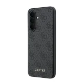 Guess PU 4G Metal Classic Logo Zadní Kryt pro Samsung Galaxy A37 Grey