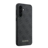 Guess PU 4G Metal Classic Logo Zadní Kryt pro Samsung Galaxy A37 Grey