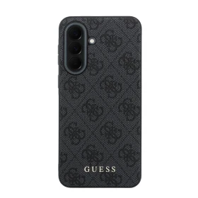 Guess PU 4G Metal Classic Logo Zadní Kryt pro Samsung Galaxy A37 Grey