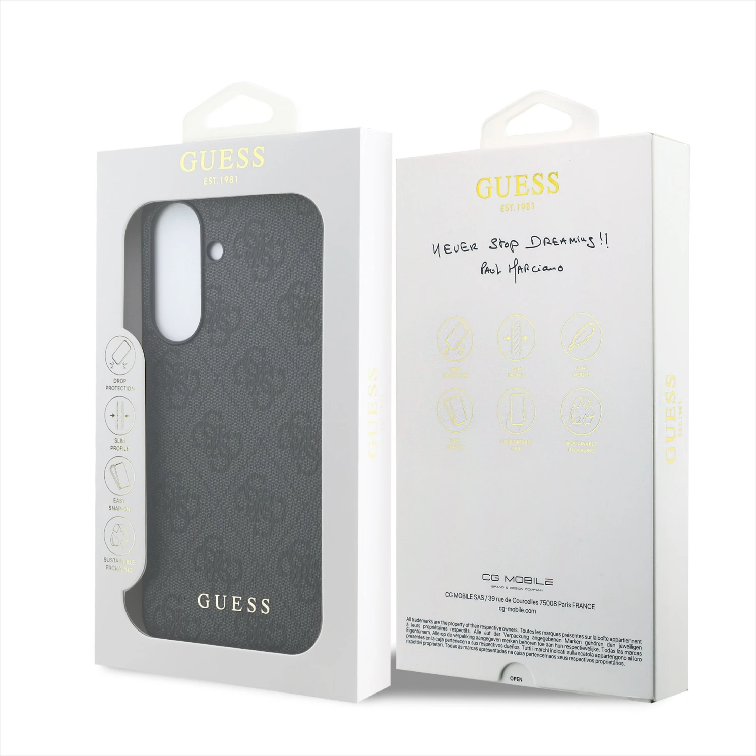 Guess PU 4G Metal Classic Logo Zadní Kryt pro Samsung Galaxy A37 Grey