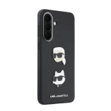 Karl Lagerfeld Liquid Silicone Metal Karl and Choupette Zadní Kryt pro Samsung Galaxy A57 Black