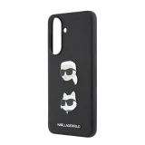 Karl Lagerfeld Liquid Silicone Metal Karl and Choupette Zadní Kryt pro Samsung Galaxy A57 Black